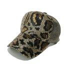 Boné de beisebol de poliéster com lantejoulas e chapéu de caminhoneiro leopardo