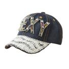 Boné de beisebol jeans com strass com letras 'SEXY' para adultos