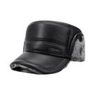 Boné De Beisebol Masculino De Couro Com Forro De Lã Grosso E Aba Reta, Gorro Quente Para Idosos,