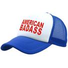 Boné de beisebol Trucker Ameri American Badass Algodão Azul/Branco