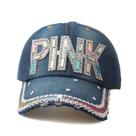 Boné de beisebol Trucker com letra ROSA” de strass para adulto
