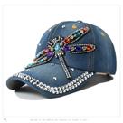 Boné de beisebol Trucker, jeans de algodão liso com strass
