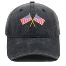Boné de beisebol vintage de algodão lavado com bandeira cruzada bordado