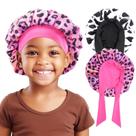 Boné de cetim Lolalet, 2 peças para meninas, reversível, vaca e leopardo