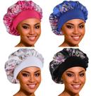 Boné de cetim ROYBENS para dormir, pacote com 4 gorros grandes para mulheres