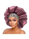 Boné de dormir de cetim Libra Zodiac Print para proteção de cabelo rosa