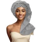 Boné de dormir de cetim macio e elástico para mulheres, branco com bolinhas