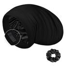 Boné de dormir de seda LULUSILK Mulberry para mulheres com cabelo encaracolado preto