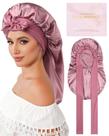 Boné de seda AWAYTR 100% seda amora para cabelos longos, ouro rosa Boné de seda AWAYTR 100% seda amora para cabelos longos, ouro rosa