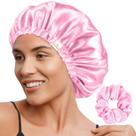 Boné de seda YANIBEST de camada dupla ajustável para mulheres rosa