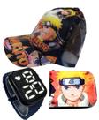 Boné e carteira Naruto mas relógio digital a prova d agua smart masculino infantil , kit 2 em 1.