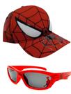 Boné infantil bordado e oculos masculino do homem aranha , kit 2 em 1 para presentear seu filho Boné infantil bordado e oculos masculino do homem aranha , kit 2 em 1 para presentear seu filho