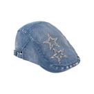 Boné jeans feminino com estampas de estrelas cintilantes Boné jeans feminino com estampas de estrelas cintilantes