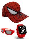 Boné ,oculos e relógio digital a prova d agua homem aranha infantil masculino Boné ,oculos e relógio digital a prova d agua homem aranha infantil masculino