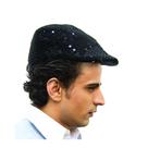 Boné plano Cabbie Hat Dress Up America Sequin Newsboy preto