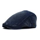 Boné plano de jeans de inverno para homens, chapéu Gatsby Newsboy espessado