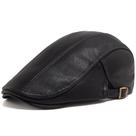 Boné plano Gatsby Newsboy, chapéu de couro preto para homens