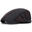 Boné plano listrado de algodão/jeans para homens Gatsby Newsboy
