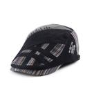 Boné plano masculino listrado estilo Gatsby Newsboy, preto, algodão Boné plano masculino listrado estilo Gatsby Newsboy, preto, algodão