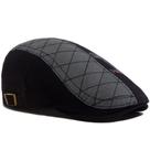 Boné plano masculino preto e cinza com design acolchoado Gatsby Newsboy