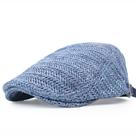 Boné plano, palha de espinha de peixe azul, leve para homens Boné plano, palha de espinha de peixe azul, leve para homens