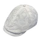 Boné plano unissex ajustável branco com bordado floral