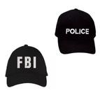 Boné Police Ou FBI C/ Bordado Branco Festas Boné Police Ou FBI C/ Bordado Branco Festas