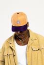 Boné snapback aba curva suede caramelo com roxo gran ilustração baseball silk gran guerrero