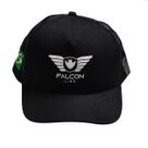 Boné Trucker Original Falcon Line Liso Tela Com Aba Curvada Unissex Preto Ajustável Casual Bordado