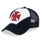 Boné Vasco Aba Curva SuperCap Faixa cruz de malta telado - Preto/Branco