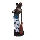 Boneca Africana Estatueta Mulher Negra com Filha Enfeite Decorativo Resina 25cm - 44454