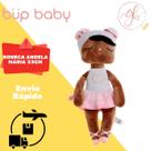 Boneca Angela Maria 33cm Branco e Rosa Estampa de Coração