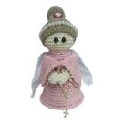 Boneca Anjo da Guarda Rosa Crochê 18x9,5cm