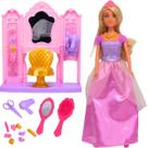 Boneca Anlily Coleção Princesa E Camarim Acessórios Vestido Rosa - Castela