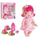 Boneca Baby Moranguinho Cheirosinha No Chazinho da Tarde com 8 Acessórios Mimo Toys