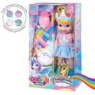 Boneca Baby Unicornio c/ Mamadeira Fralda Escova mais 3 Pçs