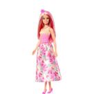 Boneca barbie fantasy princesa vestido de sonho rosa borboleta - mattel hrr08/hrr07
