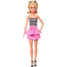 Boneca Barbie Fashionista 213 Loira Blusa Listrada com Saia Rosa HRH11 - Mattel (41180)