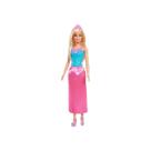 Boneca barbie princesa loira saia rosa e blusa azul - mattel hgr01/hgr00