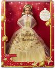 Boneca Barbie Signature 2023 Holiday com vestido dourado, 35º aniversário.