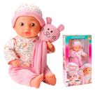 Boneca Bebe Ana Julia Hora De Dormir 34 Cm Roupinha Rosa E Naninha De Gatinho