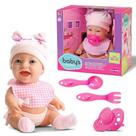 Boneca Bebê Babys Vinil Papinha Realista com Babador Talheres e Chupeta Boneca Bebê Babys Vinil Papinha Realista com Babador Talheres e Chupeta
