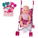 Boneca Bebê Bebezão Sapekinha Faz Xixi + Carrinho e Bolsinha