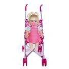 Boneca Bebê Cabelo Loiro Coleção Danadinha 34cm + Carrinho