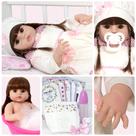 Boneca Bebê Estilo Reborn Menina Cabelo Castanho Roupinha