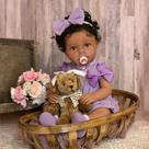 Boneca Bebê KSBD 46 cm Ponderada Realista Afro-Americana
