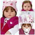 Boneca Bebe Reborn 100% Silicone Girafa Fio a Fio Com Itens