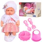 Boneca Bebe Reborn Articulada Dormindo Rosa C/ Acessórios - Castela