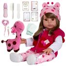 Boneca Bebê Reborn C/ Girafinha Menina - 100% Silicone