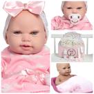 Boneca Bebê Reborn Carequinha Olhos Azuis Com Kit Acessórios